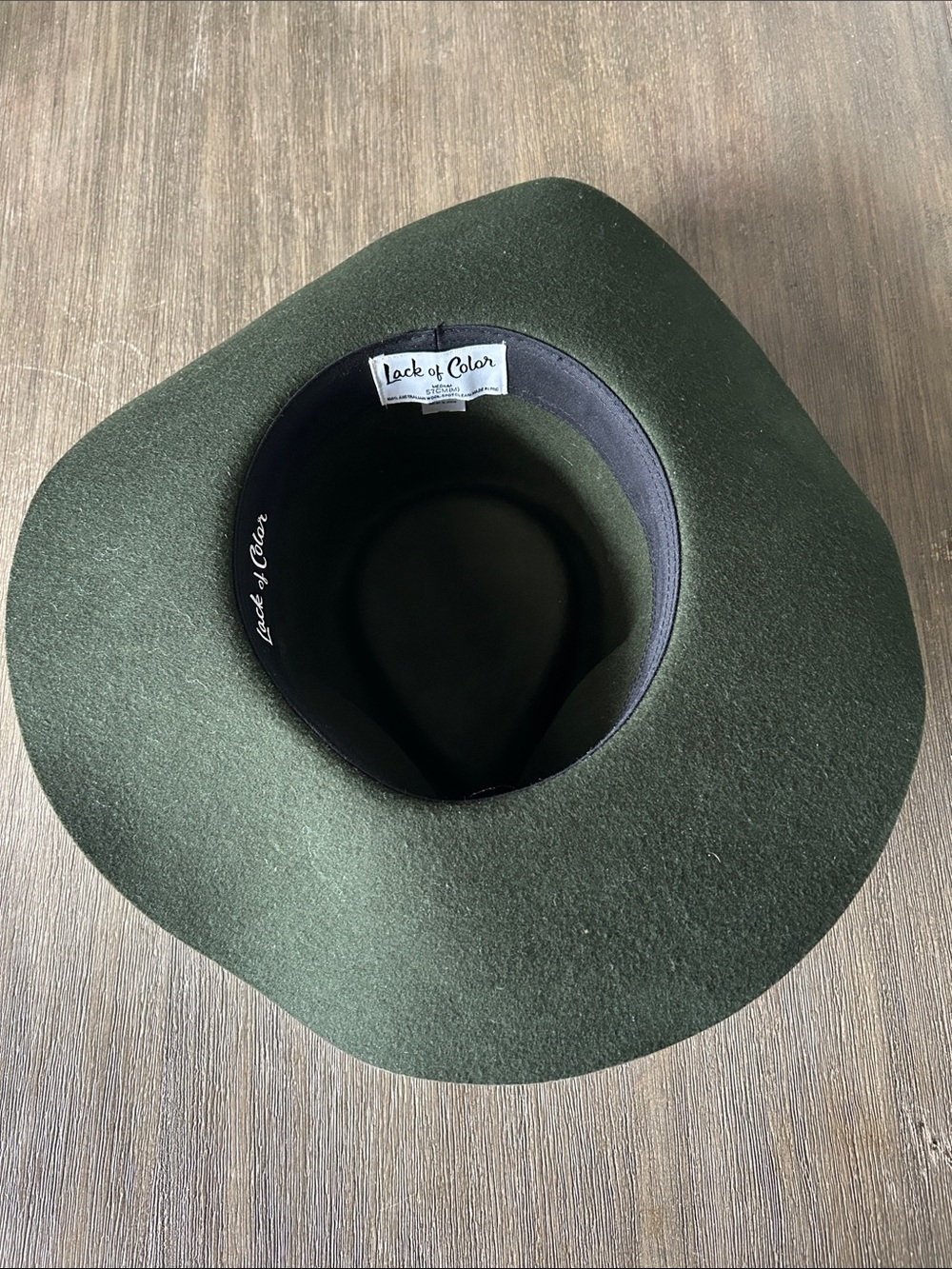Lack Of Color Olive Green Wool Felt Wide-Brim Hat,Medium 57CM(M), Like New. - Picture 5 of 12